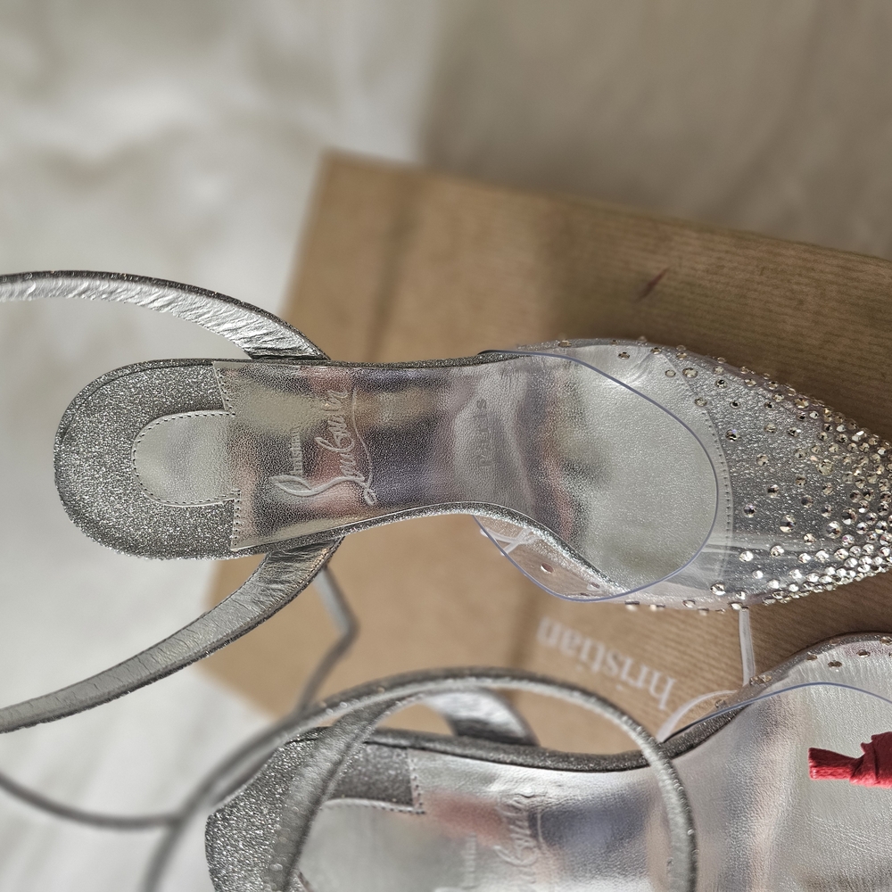Christian Louboutin Silver Stiletto Heels - Picture 7 of 8